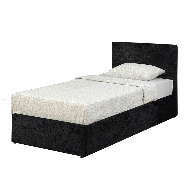 3'0" Single Fila Black Crushed Velvet Ottoman Sussex Beds