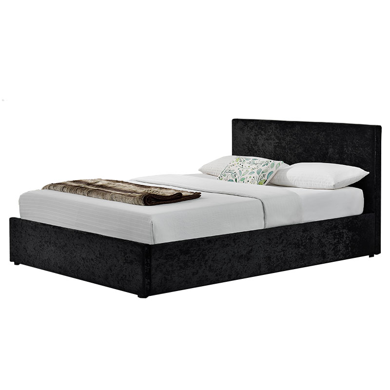 4'6" Double Fila Black Crushed Velvet Ottoman Sussex Beds