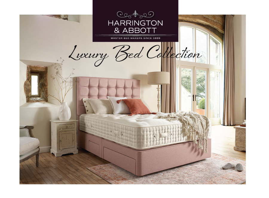 Rustic Country bedroom setting with zipped and linked bed with orange divan base and headboard - Sussex beds