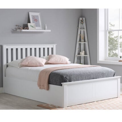 Double Sutton End Ottoman Bed Frame in White - New