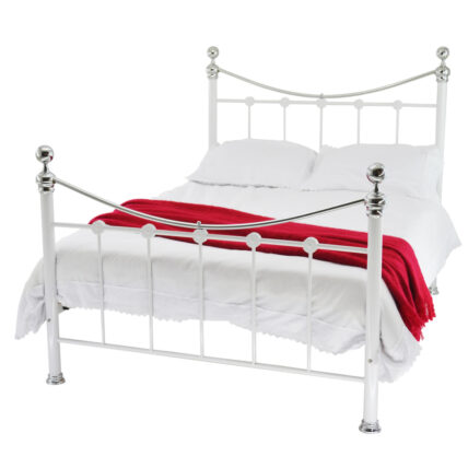 King Ivybridge Bed Frame in White & Chrome - Ex Display