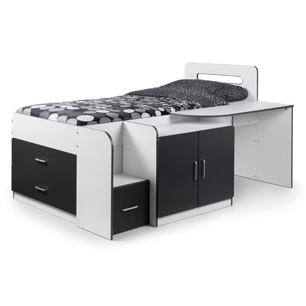 Single Oklahoma Charcoal Grey/White Cabin Bed Sussex Beds