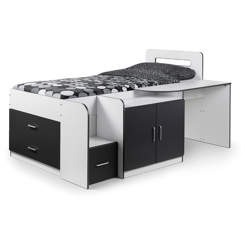 Single Oklahoma Charcoal Grey/White Cabin Bed Sussex Beds