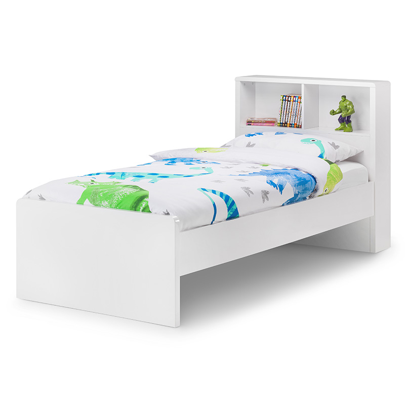 Single Crosby Bookcase Gloss White Bed Frame Sussex Beds