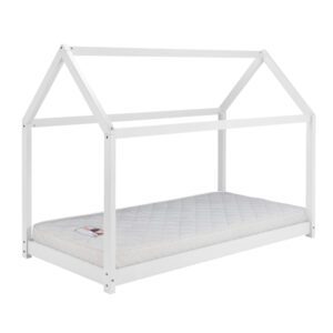 Pasadena white bed is designed in the shape of a house. The sleeping surface is low to the floor. Finished in a white lacquered colour - sussex beds