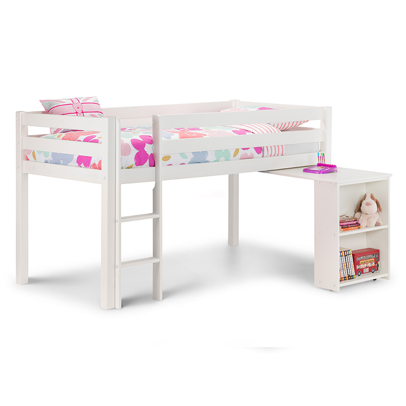 white cabin beds
