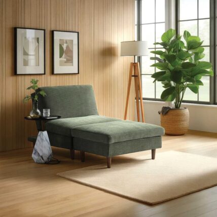 Moana Chair Sofa Bed & Stool - Olive Chenille