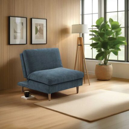 Moana Chair Sofa Bed & Stool - Navy Chenille